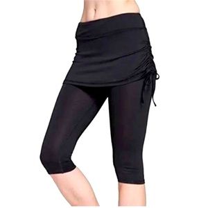 Lands End Lands’ End Black swim skirt pant leggings UPF / UV protection. Modest